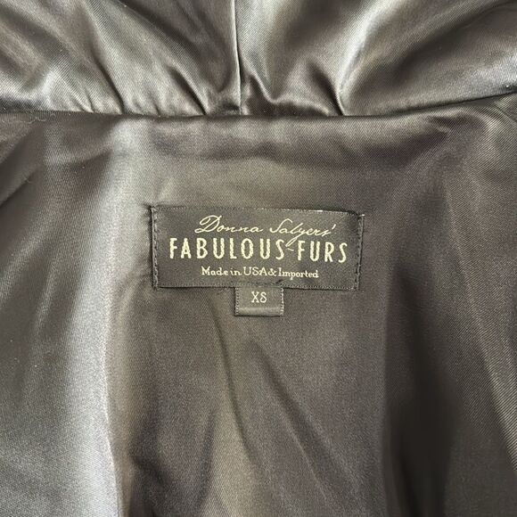 Donna Salyers Fabulous Fur Coat Jacket Full Zip Hoodie Black Pockets Oversized - Picture 7 of 8